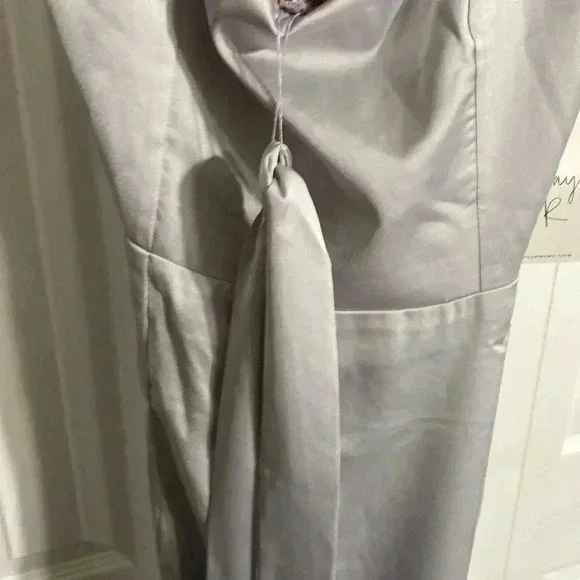 Show Me Your MuMu gray satin Claire Midi Dress CS SMALL XL - Picture 9 of 12